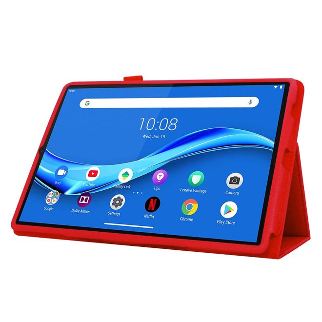 Lenovo Tab M10 FHD Plus (2nd Gen) Tablet Case - Leather Case - Lychee Look - Red