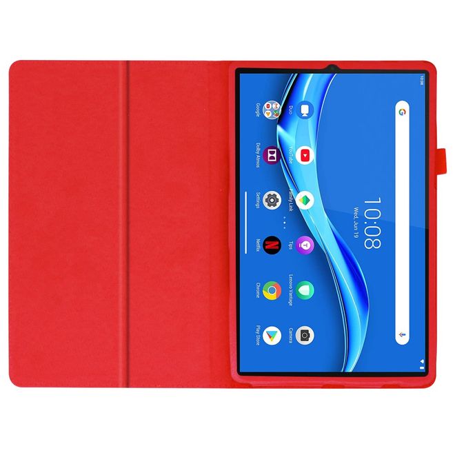 Lenovo Tab M10 FHD Plus (2nd Gen) Tablet Case - Leather Case - Lychee Look - Red
