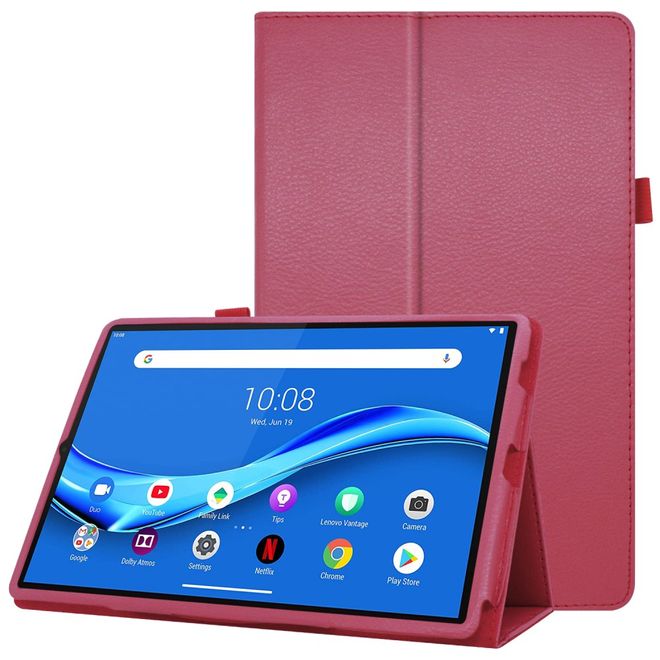 Étui pour tablette Lenovo Tab M10 FHD Plus (2e génération) - Étui en cuir - Motif litchi - Rose