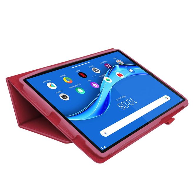 Étui pour tablette Lenovo Tab M10 FHD Plus (2e génération) - Étui en cuir - Motif litchi - Rose