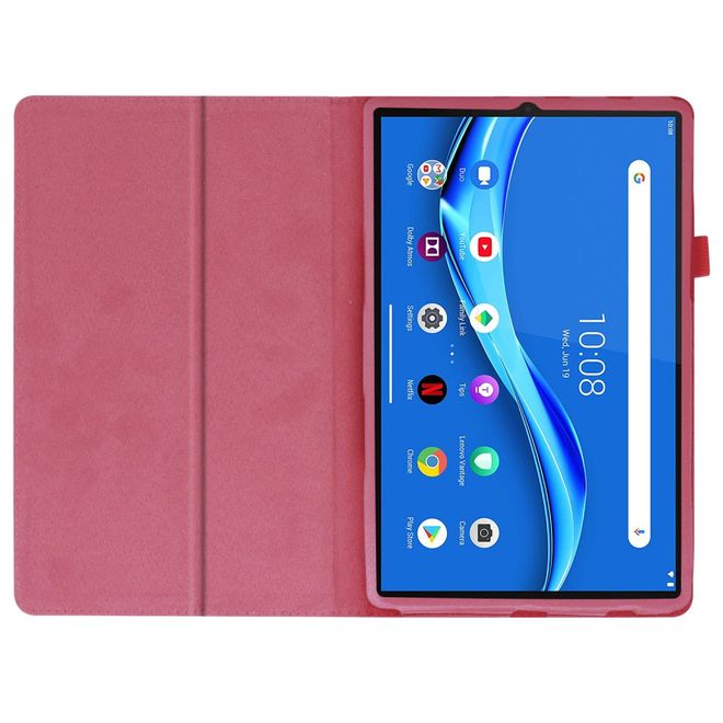 Étui pour tablette Lenovo Tab M10 FHD Plus (2e génération) - Étui en cuir - Motif litchi - Rose