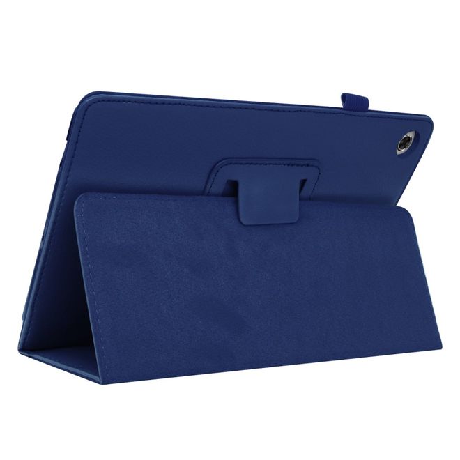 Étui pour tablette Lenovo Tab M10 FHD Plus (2e génération) - Étui en cuir - Motif litchi - Bleu foncé