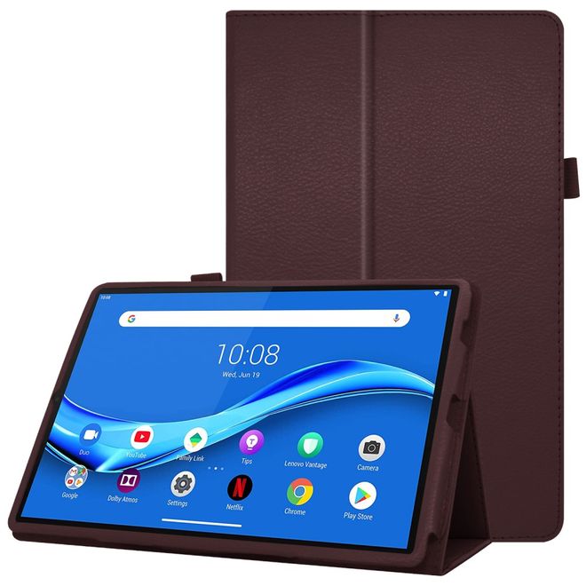 Lenovo Tab M10 FHD Plus (2nd Gen) Tablethülle - Case aus Leder - im Litchi Look - kaffeefarben