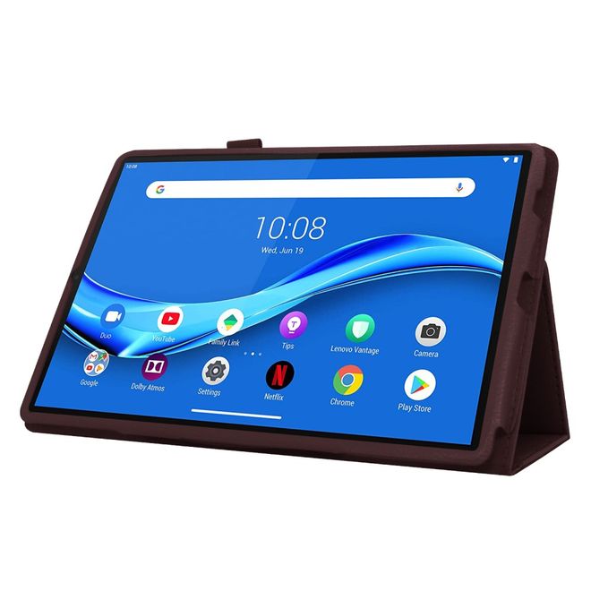 Lenovo Tab M10 FHD Plus (2nd Gen) Tablethülle - Case aus Leder - im Litchi Look - kaffeefarben