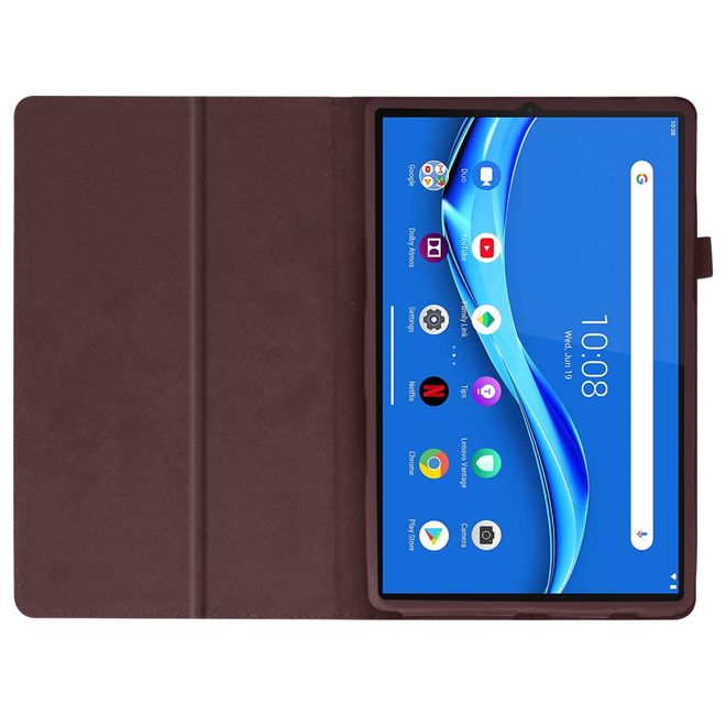 Lenovo Tab M10 FHD Plus (2nd Gen) Tablethülle - Case aus Leder - im Litchi Look - kaffeefarben