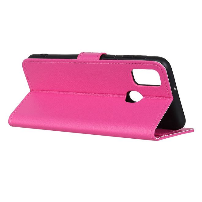 Oppo A53 (2020) Handy Hülle - Litchi Leder Bookcover Series - rosa