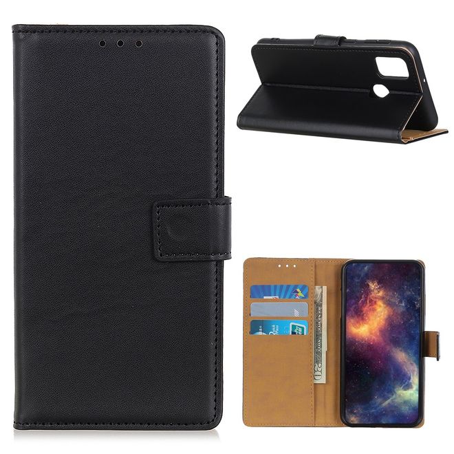 Oppo A53 (2020) Handy Hülle - Classic II Leder Bookcover Series - schwarz