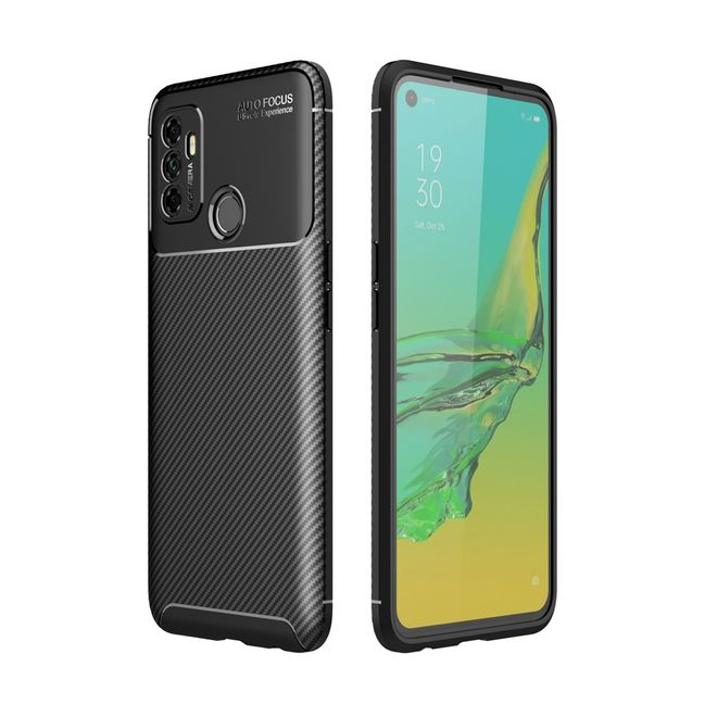 Oppo A53 (2020) Handyhülle - Carbon Fiber TPU Softcase Series - schwarz