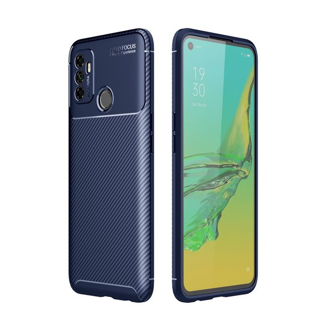 Oppo A53 (2020) Handyhülle - Carbon Fiber TPU Softcase Series - blau