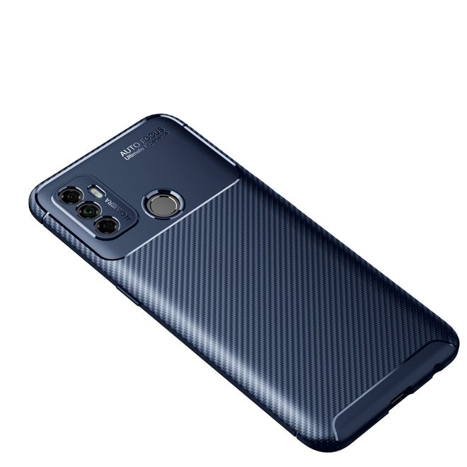 Oppo A53 (2020) Handyhülle - Carbon Fiber TPU Softcase Series - blau