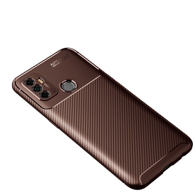 Oppo A53 (2020) Handyhülle - Carbon Fiber TPU Softcase Series - braun