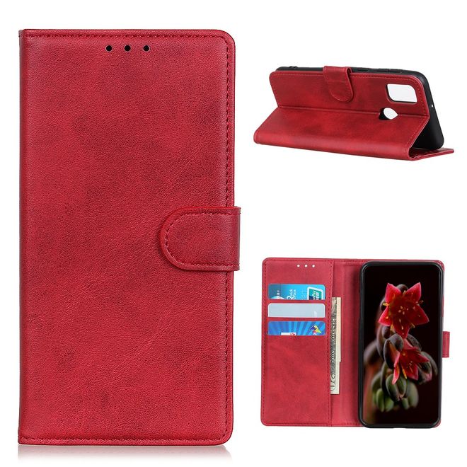 Realme 7i Handy Hülle - Classic IV Leder Bookcover Series - rot