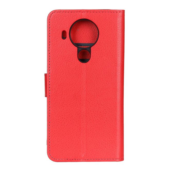 Nokia 5.4 Handy Hülle - Litchi Leder Bookcover Series - rot