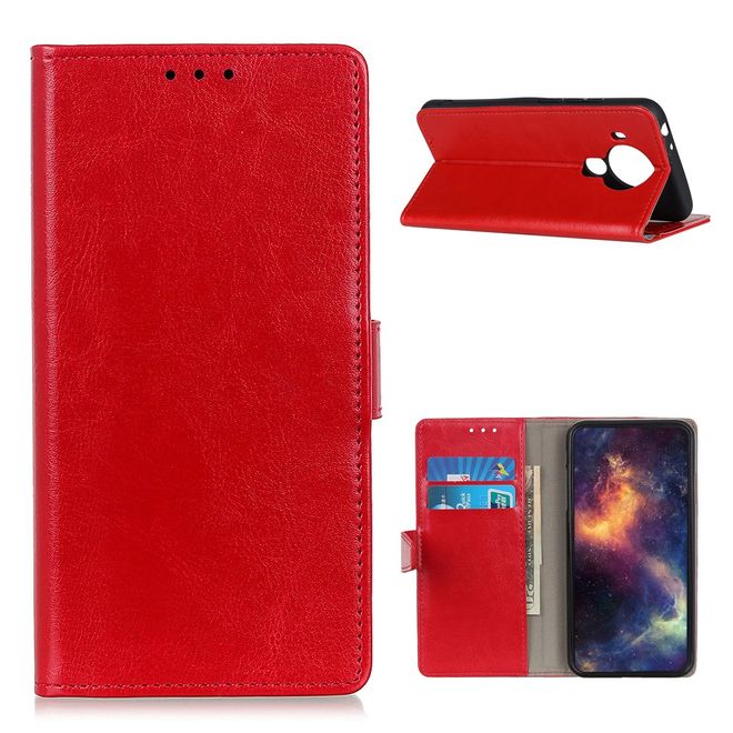 Nokia 5.4 Handyhülle - Crazy Horse Leder Bookcover Series - rot