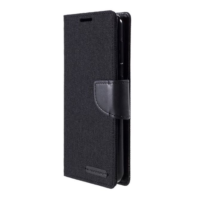 Goospery - Samsung Galaxy S21+ Hülle - Leder/Stoff Case - Canvas Diary Series - schwarz