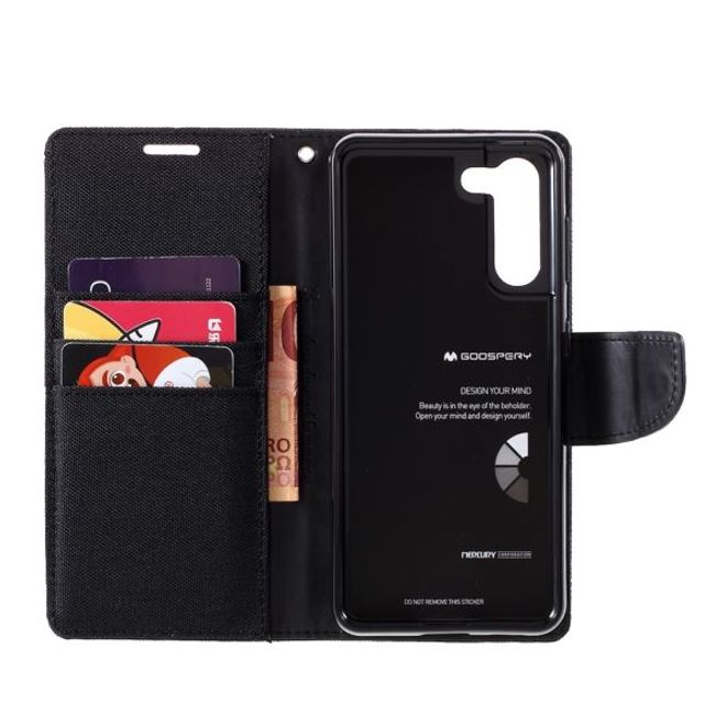 Goospery - Samsung Galaxy S21+ Hülle - Leder/Stoff Case - Canvas Diary Series - schwarz