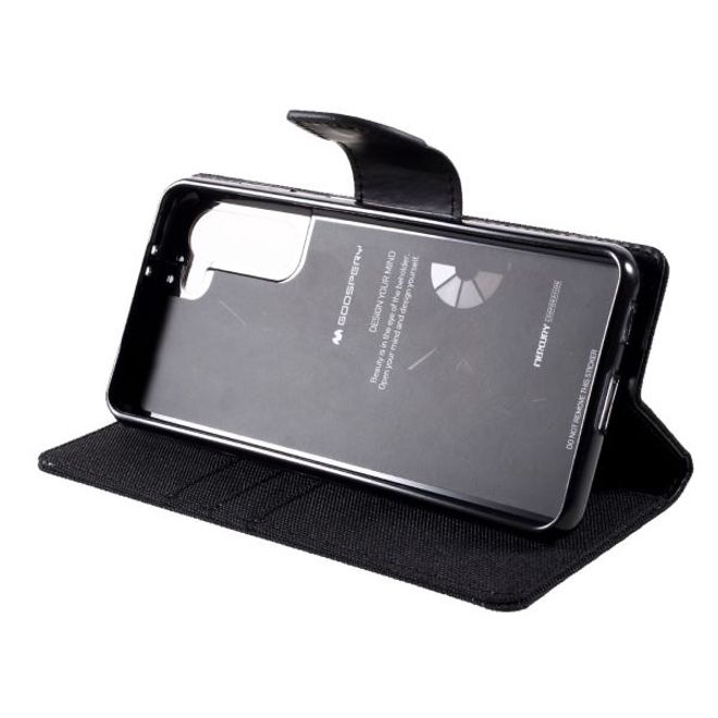 Goospery - Samsung Galaxy S21+ Hülle - Leder/Stoff Case - Canvas Diary Series - schwarz