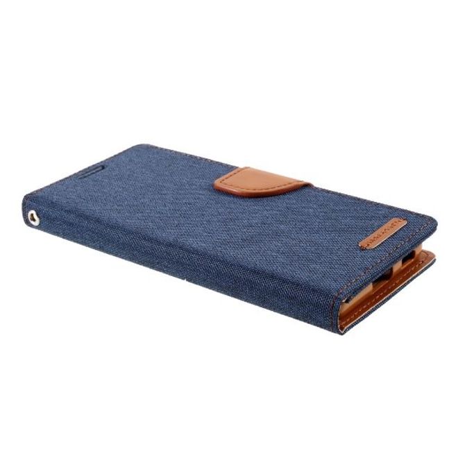 Goospery - Samsung Galaxy S21+ Hülle - Leder/Stoff Case - Canvas Diary Series - navy/camel