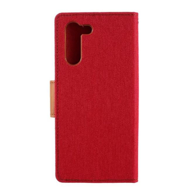 Goospery - Samsung Galaxy S21+ Hülle - Leder/Stoff Case - Canvas Diary Series - rot/camel