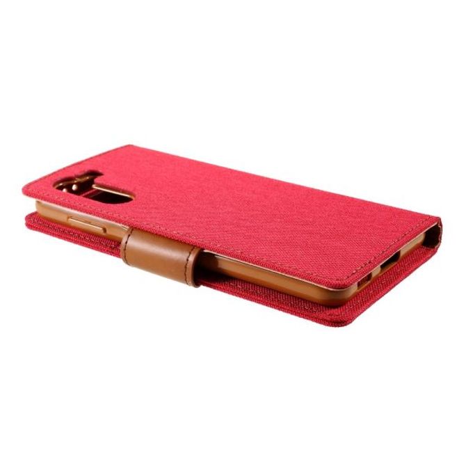 Goospery - Samsung Galaxy S21+ Hülle - Leder/Stoff Case - Canvas Diary Series - rot/camel