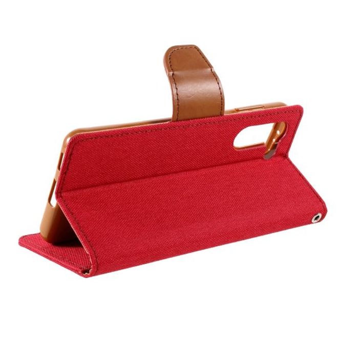 Goospery - Samsung Galaxy S21+ Hülle - Leder/Stoff Case - Canvas Diary Series - rot/camel