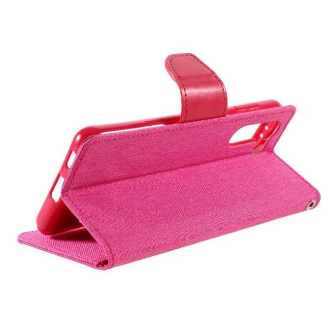 Goospery - Samsung Galaxy S21+ Hülle - Leder/Stoff Case - Canvas Diary Series - pink