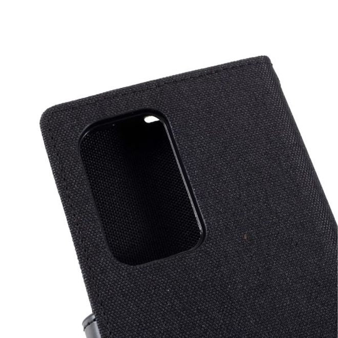 Goospery - Samsung Galaxy S21 Ultra Hülle - Leder/Stoff Case - Canvas Diary Series - schwarz