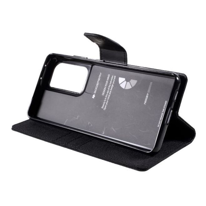 Goospery - Samsung Galaxy S21 Ultra Hülle - Leder/Stoff Case - Canvas Diary Series - schwarz