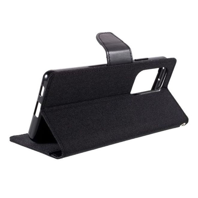 Goospery - Samsung Galaxy S21 Ultra Hülle - Leder/Stoff Case - Canvas Diary Series - schwarz