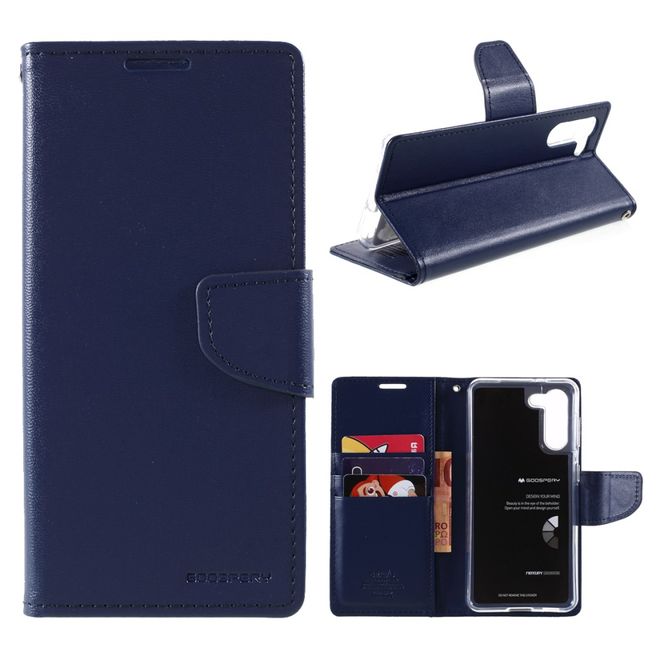 Goospery - Samsung Galaxy S21+ Hülle - Leder Bookcover - Bravo Diary Series - navy