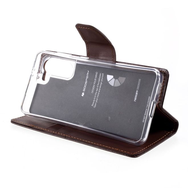 Goospery - Samsung Galaxy S21+ Hülle - Leder Bookcover - Bravo Diary Series - braun