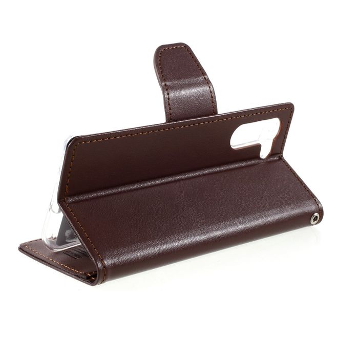 Goospery - Samsung Galaxy S21+ Hülle - Leder Bookcover - Bravo Diary Series - braun