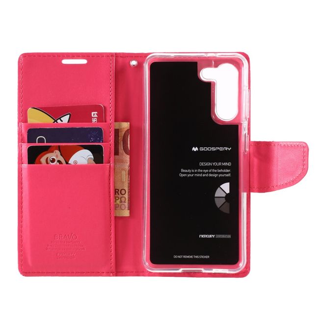 Goospery - Samsung Galaxy S21+ Hülle - Leder Bookcover - Bravo Diary Series - rosa