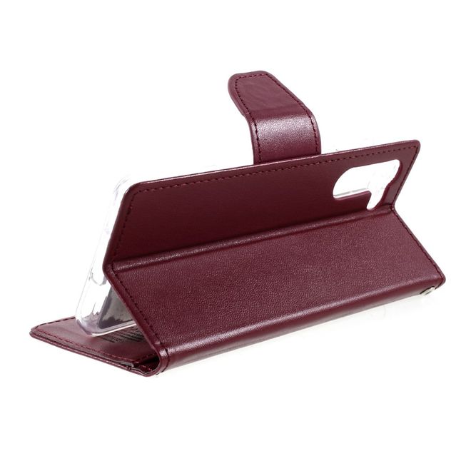 Goospery - Samsung Galaxy S21+ Hülle - Leder Bookcover - Bravo Diary Series - weinrot