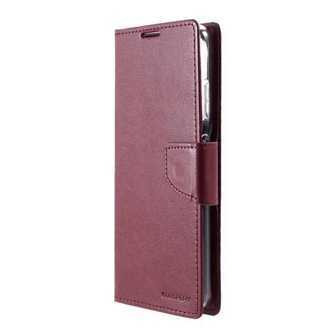 Goospery - Samsung Galaxy S21 Ultra Hülle - Leder Bookcover - Bravo Diary Series - weinrot