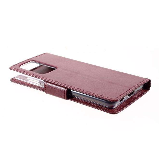 Goospery - Samsung Galaxy S21 Ultra Hülle - Leder Bookcover - Bravo Diary Series - weinrot