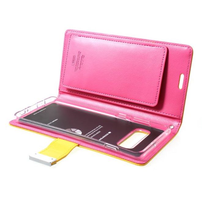 Goospery - Samsung Galaxy S21 Ultra Hülle - Leder Bookcover - Rich Diary Series - gelb/rosa