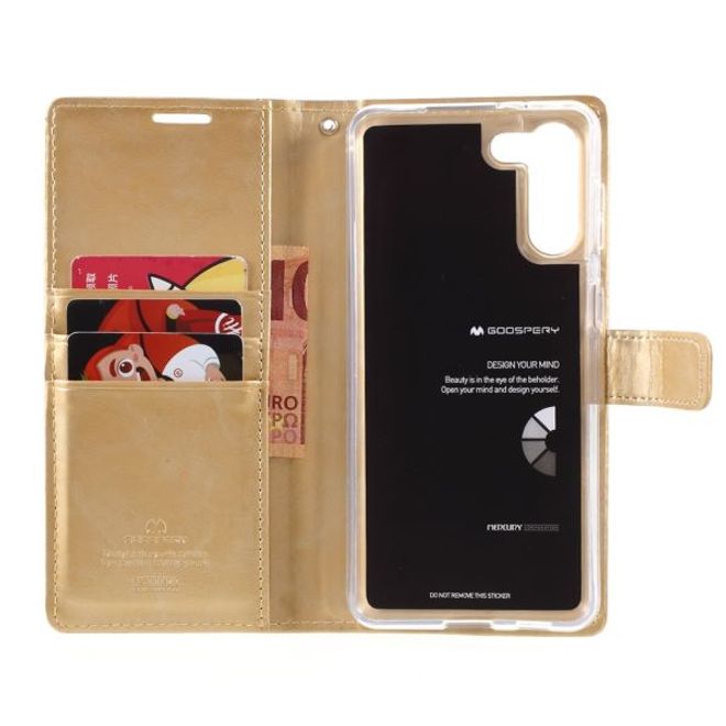 Goospery - Samsung Galaxy S21+ Hülle - Leder Bookcover - Bluemoon Diary Series - gold