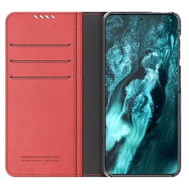 Araree - Samsung Galaxy S21+ Hülle - Case aus Kunstleder - Mustang Diary Series - rot