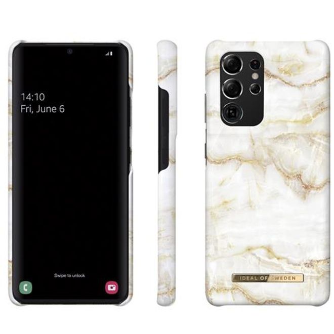 iDeal of Sweden - Samsung Galaxy S21 Ultra Hülle - Printed Case - Golden Pearl Marble