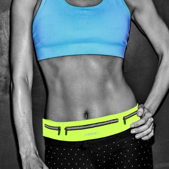 Laufgürtel für Handys bis 6.5“ - Running Belt mit 3 Reissverschlussfächern - Universalgrösse - schwarz