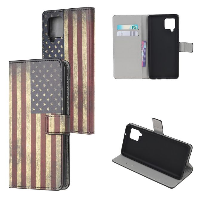 Samsung Galaxy A42 5G Handy Hülle - Leder Bookcover Image Series - Retro USA Flagge