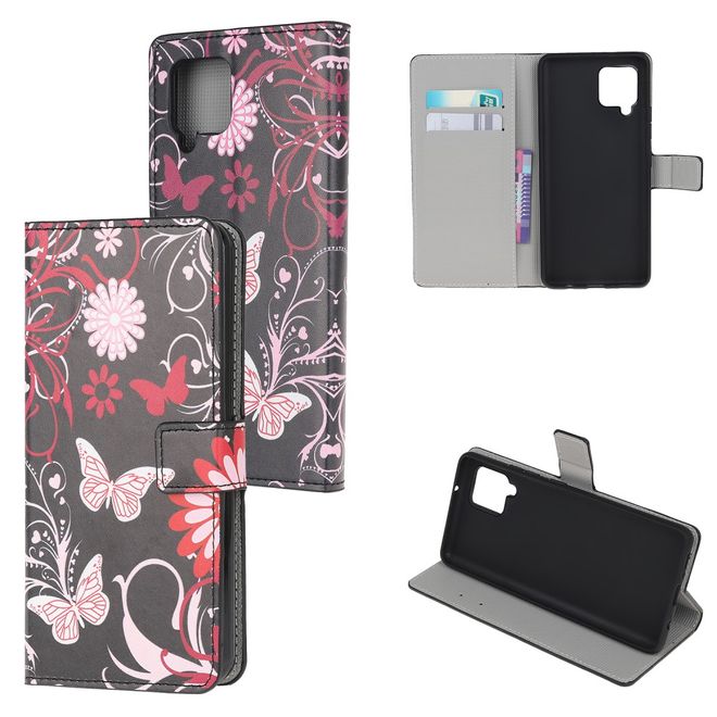Samsung Galaxy A42 5G Handy Hülle - Leder Bookcover Image Series - Schmetterlinge und Blumen