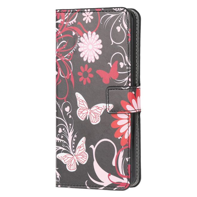 Samsung Galaxy A42 5G Handy Hülle - Leder Bookcover Image Series - Schmetterlinge und Blumen