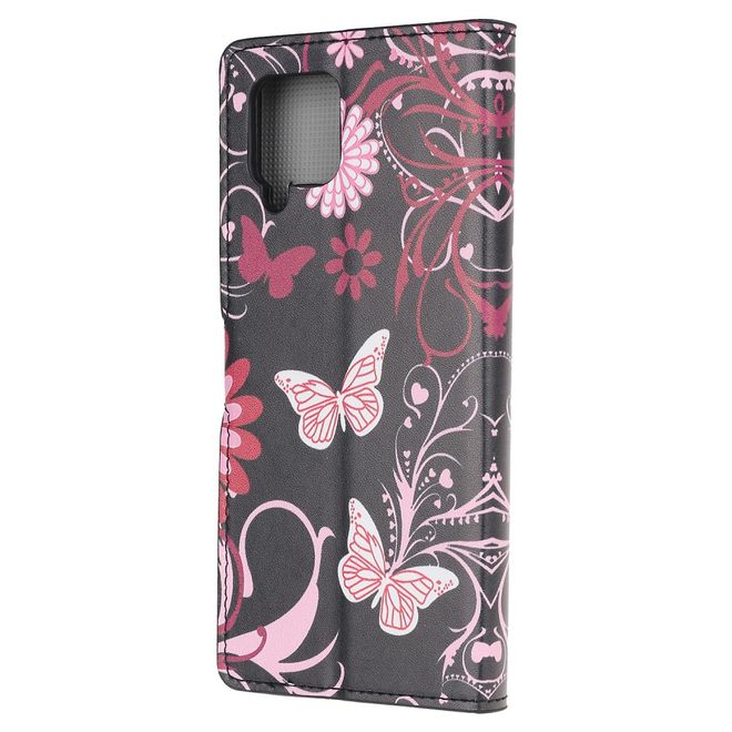 Samsung Galaxy A42 5G Handy Hülle - Leder Bookcover Image Series - Schmetterlinge und Blumen