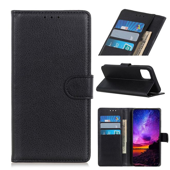 Xiaomi Mi 11 Handy Hülle - Litchi Leder Bookcover Series - schwarz