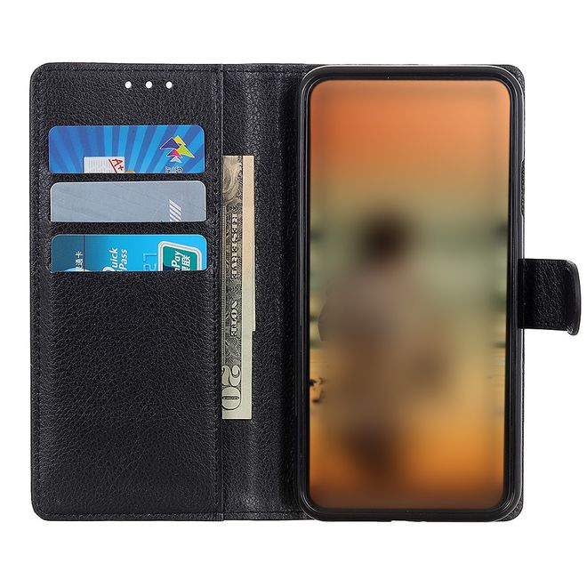 Xiaomi Mi 11 Handy Hülle - Litchi Leder Bookcover Series - schwarz