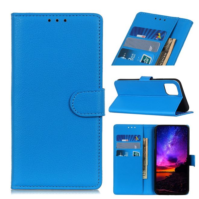 Xiaomi Mi 11 Handy Hülle - Litchi Leder Bookcover Series - blau
