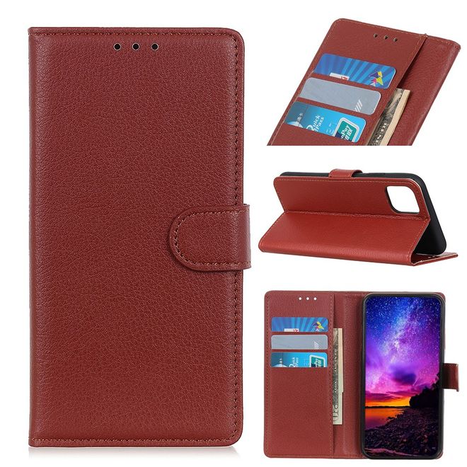 Xiaomi Mi 11 Handy Hülle - Litchi Leder Bookcover Series - braun