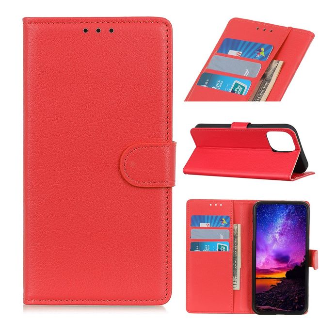 Xiaomi Mi 11 Handy Hülle - Litchi Leder Bookcover Series - rot